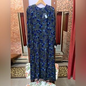 rag & bone Black and Blue Floral Long Sleeve Dress